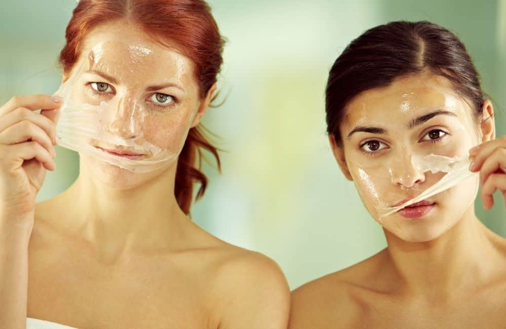 women using homemade diy peel off mask. 
